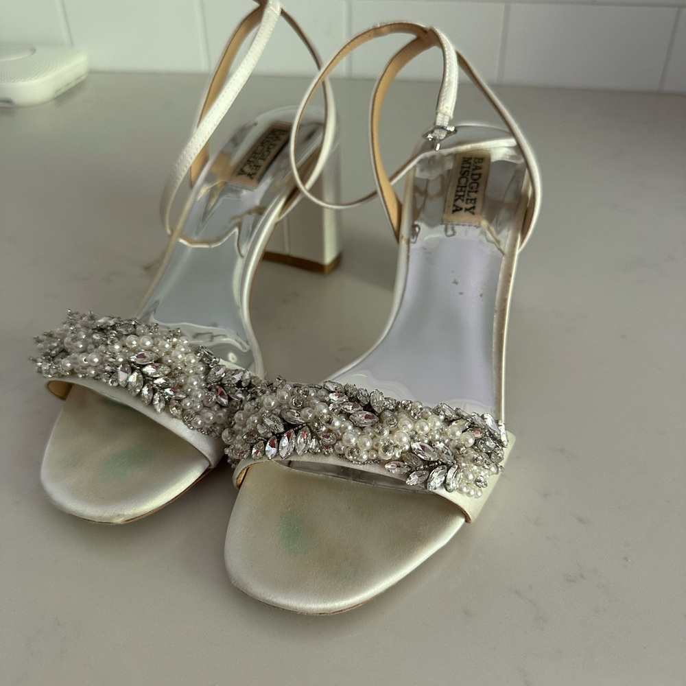 Badgley Mischka Silver Embellished Heels